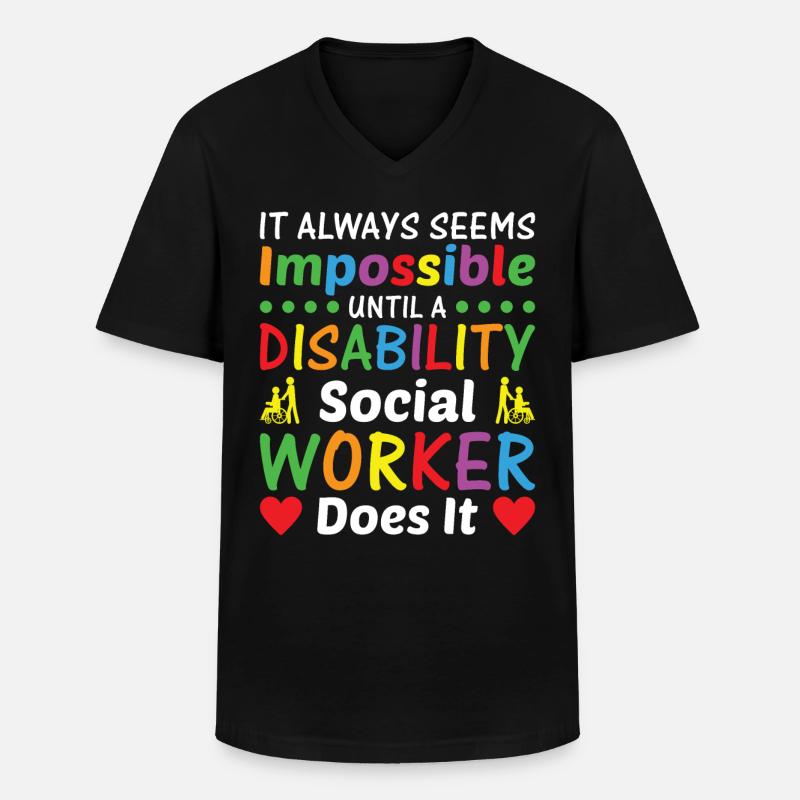 Cela semble toujours impossible - T-shirt col V Homme - noir