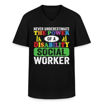 Disability Social Worker - Men's V-Neck T-Shirt - black - Front - AI Model Male 178 dark (178cm)
