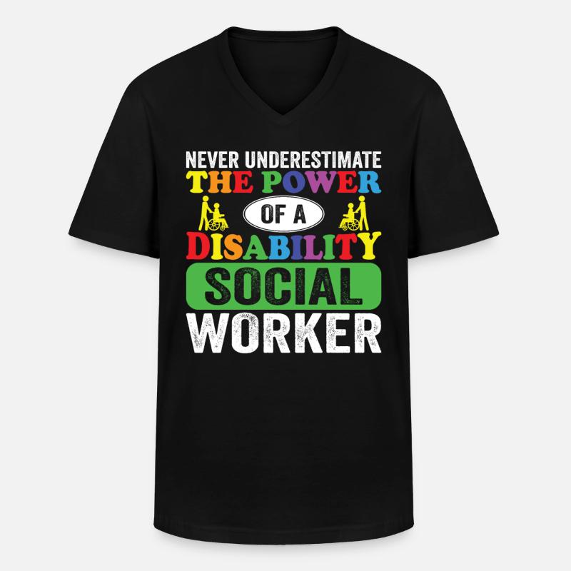 Disability Social Worker - Männer-T-Shirt mit V-Ausschnitt - Schwarz