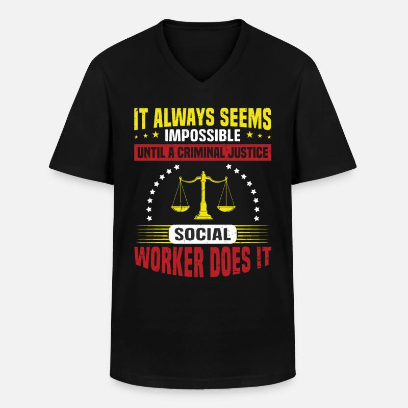 It Always Seems Impossible - Männer-T-Shirt mit V-Ausschnitt - Schwarz