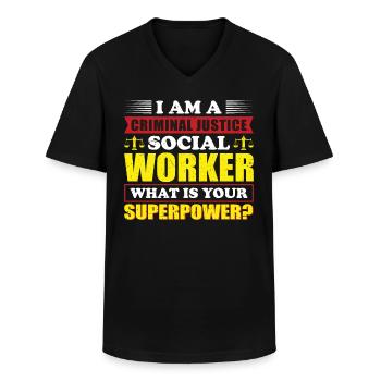 I Am A Criminal Justice Social Worker - Men's V-Neck T-Shirt - black - Front - AI Model Male 178 dark (178cm)