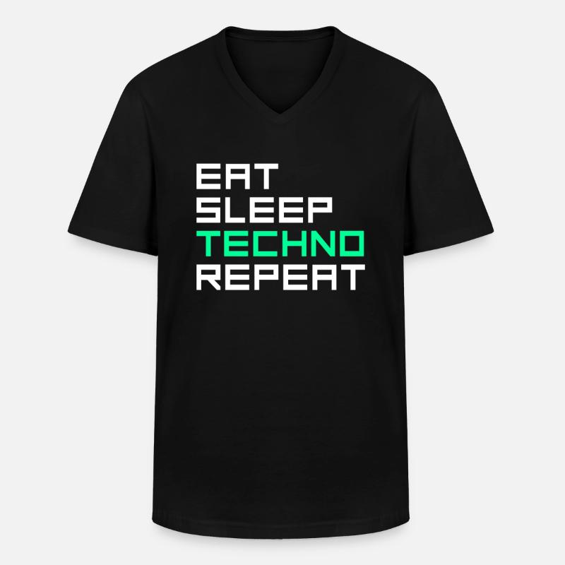 manger du sommeil techno répéter - T-shirt col V Homme - noir