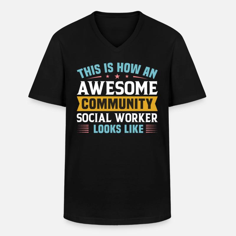 Awesome Community Social Worker - Männer-T-Shirt mit V-Ausschnitt - Schwarz