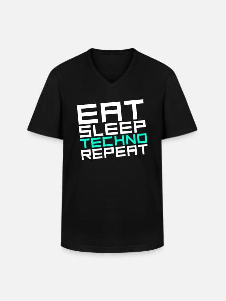 manger du sommeil techno répéter - T-shirt col V Homme - noir