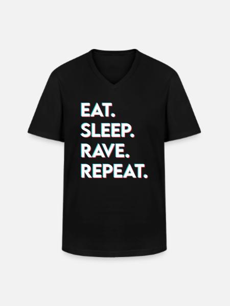 manger le sommeil rave répéter - T-shirt col V Homme - noir