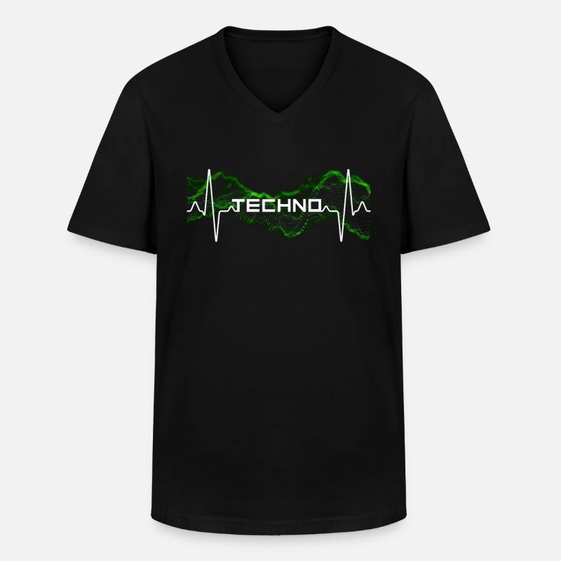 Techno Herzschlag - Männer-T-Shirt mit V-Ausschnitt - Schwarz