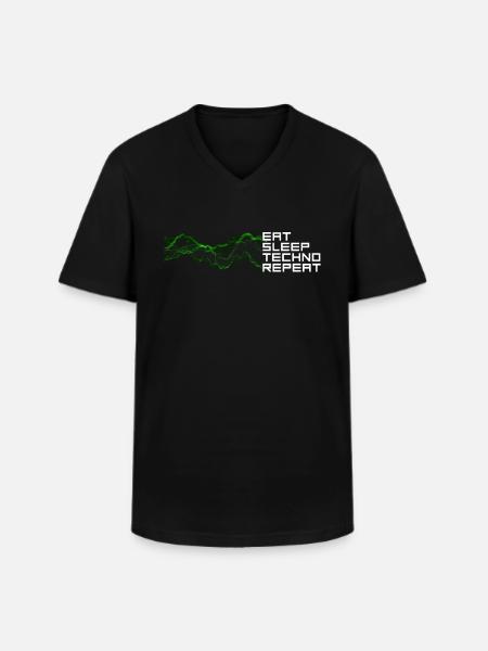 manger du sommeil techno répéter - T-shirt col V Homme - noir