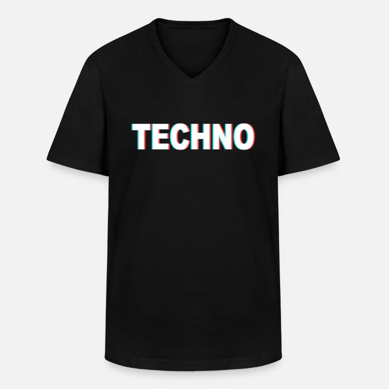 Techno - Männer-T-Shirt mit V-Ausschnitt - Schwarz