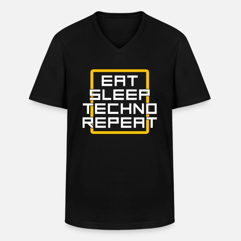 manger du sommeil techno répéter - T-shirt col V Homme - noir