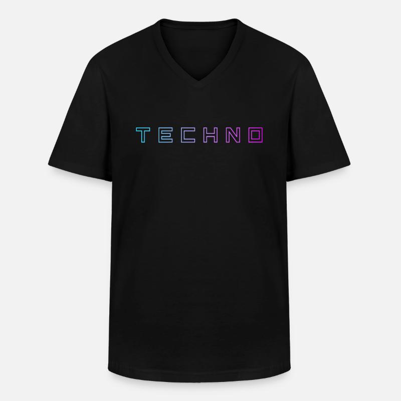 Techno - Männer-T-Shirt mit V-Ausschnitt - Schwarz