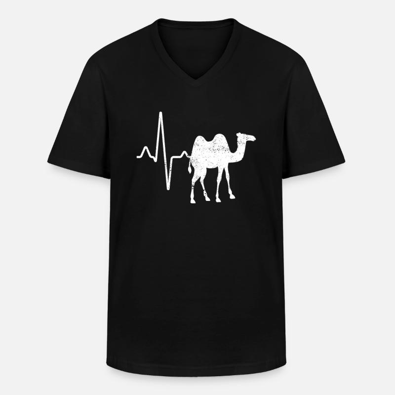 Kamel Herzschlag - Männer-T-Shirt mit V-Ausschnitt - Schwarz