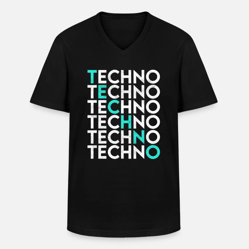 Techno - Männer-T-Shirt mit V-Ausschnitt - Schwarz