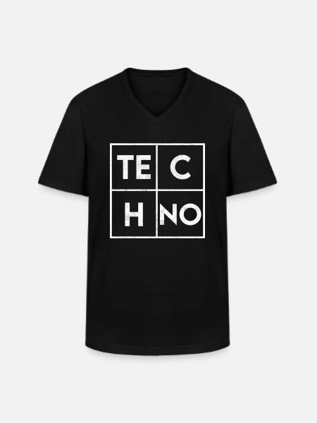 Techno - T-shirt col V Homme - noir