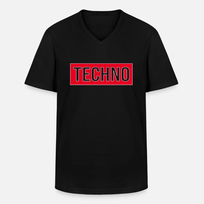 Techno - Männer-T-Shirt mit V-Ausschnitt - Schwarz