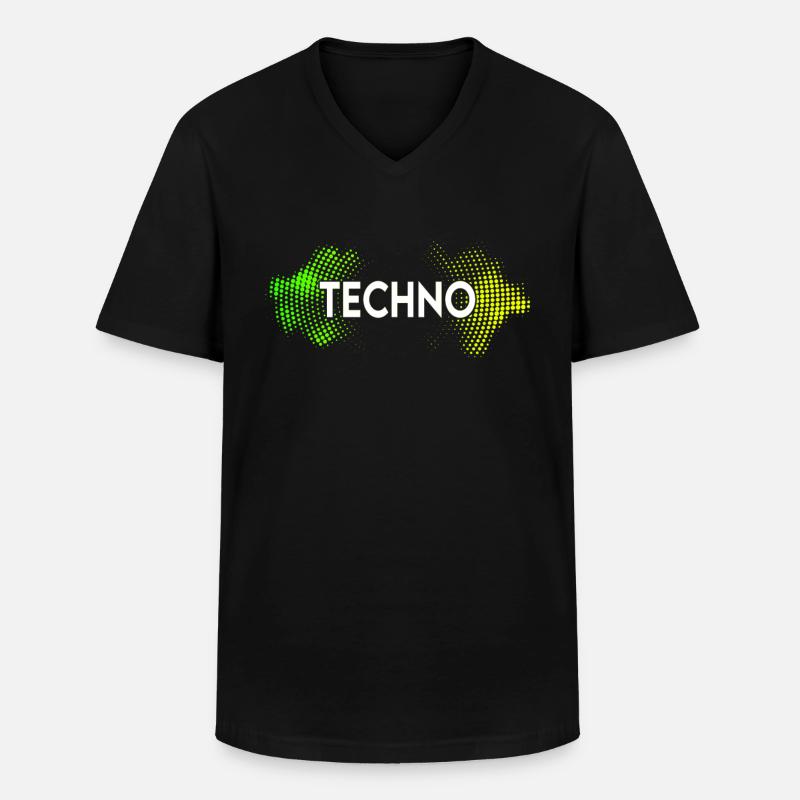 Techno - Männer-T-Shirt mit V-Ausschnitt - Schwarz