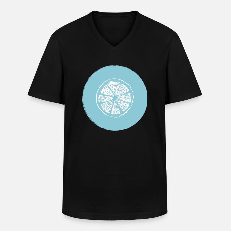 Orange Zitrone - Männer-T-Shirt mit V-Ausschnitt - Schwarz