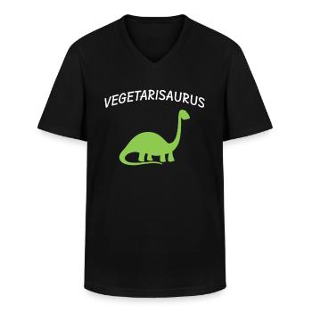 Dinosaures végétariens - T-shirt col V Homme - noir - Devant - AI Model Male 178 dark (178cm)