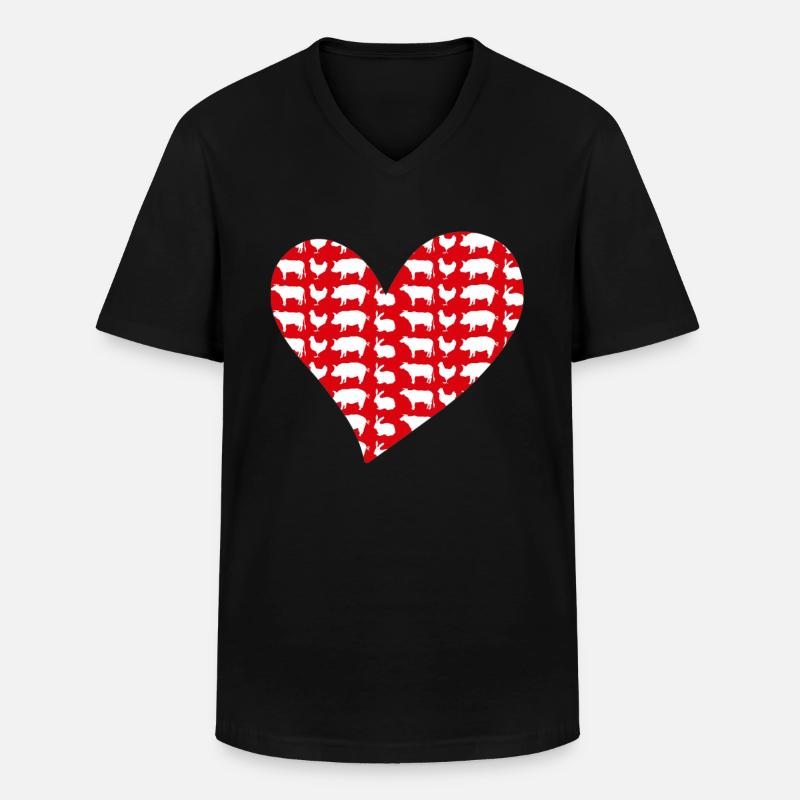Herz Tierliebe - Männer-T-Shirt mit V-Ausschnitt - Schwarz