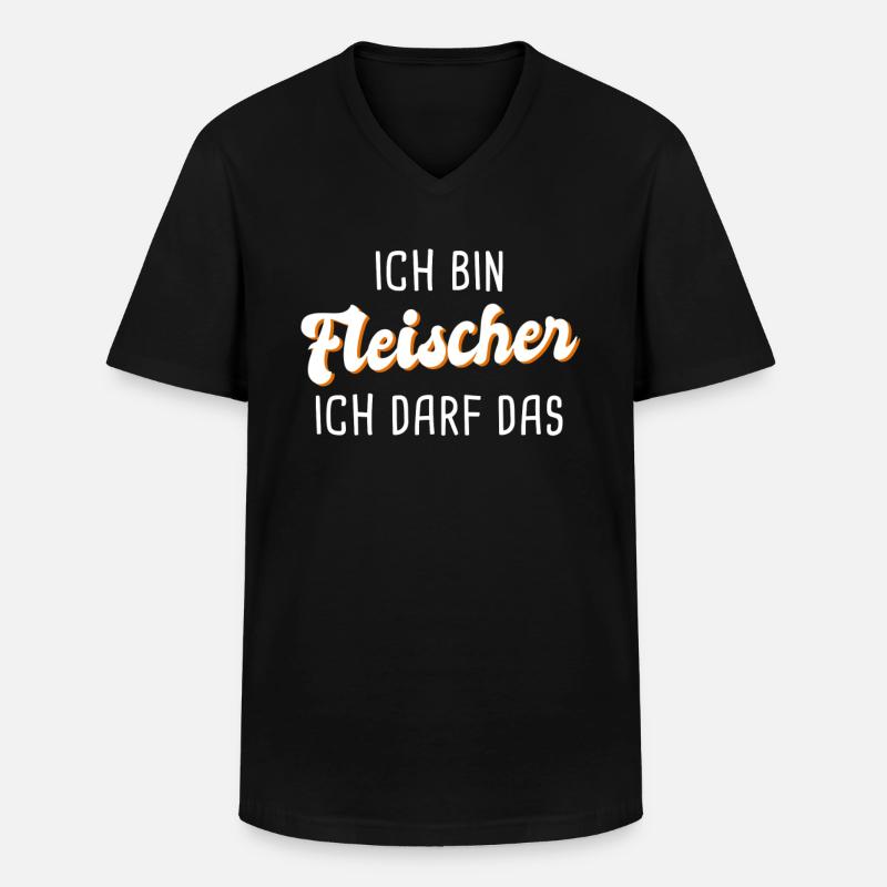Fleischer - Männer-T-Shirt mit V-Ausschnitt - Schwarz
