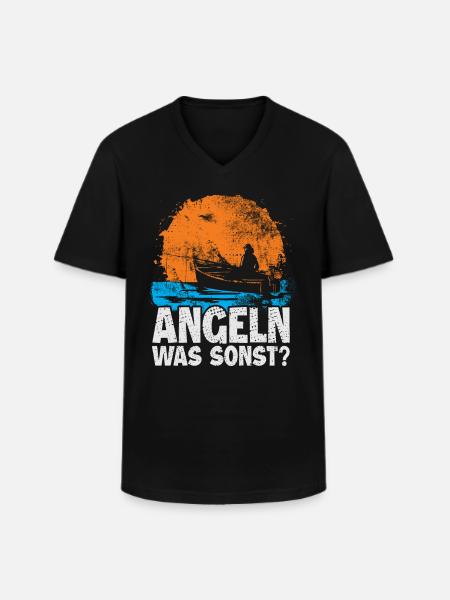 Angeln Fischen | Lustiges Angler - Männer-T-Shirt mit V-Ausschnitt - Schwarz