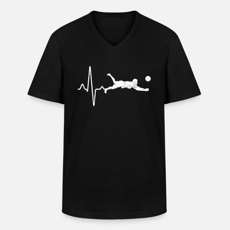 Volleyball Herzschlag - Männer-T-Shirt mit V-Ausschnitt - Schwarz