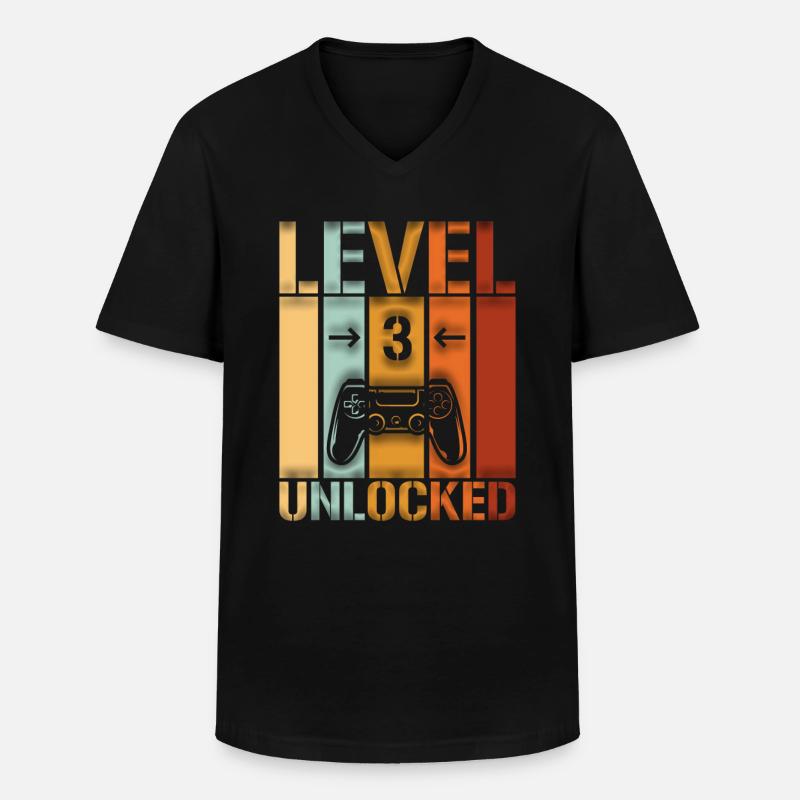 3rd Birthday Level 3 unlocked - Men's V-Neck T-Shirt - black