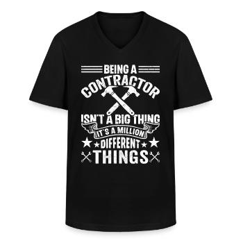 General Contractor Construction Handyman Builder - Men's V-Neck T-Shirt - black - Front - AI Model Male 178 dark (178cm)