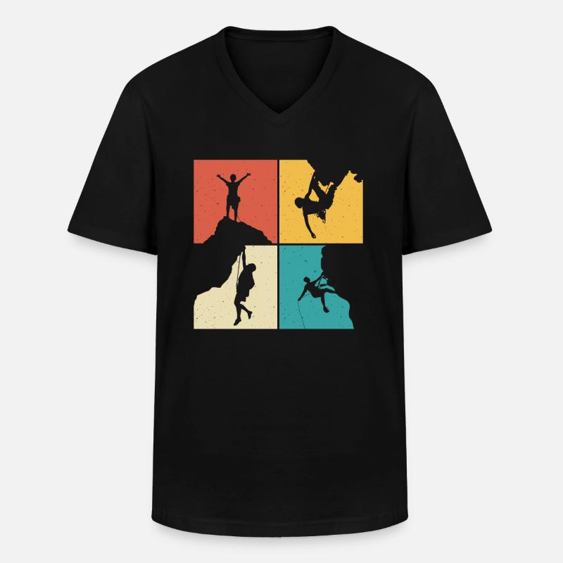Bergklettern - Männer-T-Shirt mit V-Ausschnitt - Schwarz
