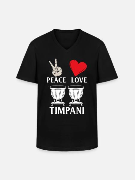 Peace Love Timpani - Men's V-Neck T-Shirt - black
