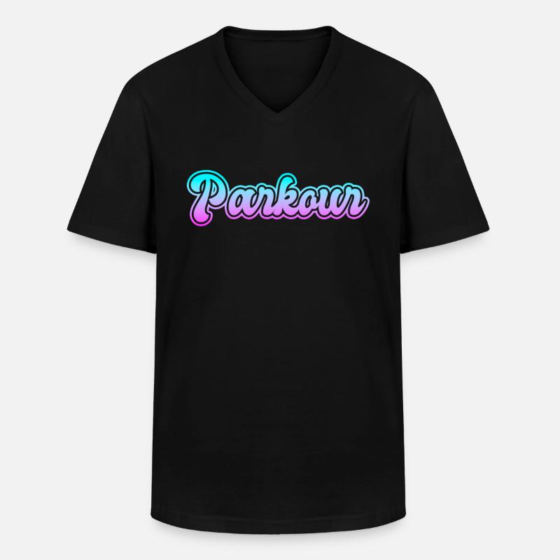 Parkour - Männer-T-Shirt mit V-Ausschnitt - Schwarz