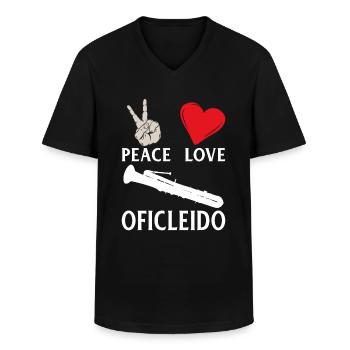 Peace Love Oficleido Music Instrument - Männer-T-Shirt mit V-Ausschnitt - Schwarz - Vorne - AI Model Male 178 dark (178cm)