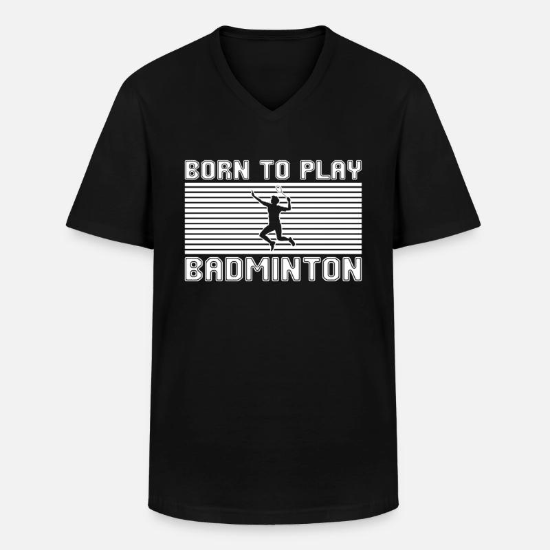 badminton - Männer-T-Shirt mit V-Ausschnitt - Schwarz