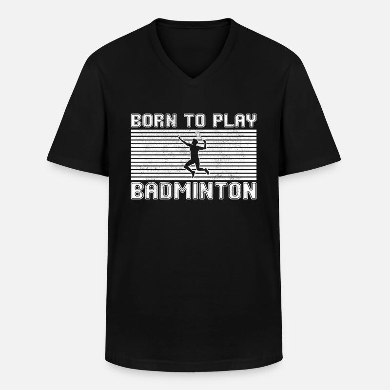 badminton - Männer-T-Shirt mit V-Ausschnitt - Schwarz