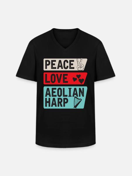 Peace Love Aeolian Harp - Men's V-Neck T-Shirt - black