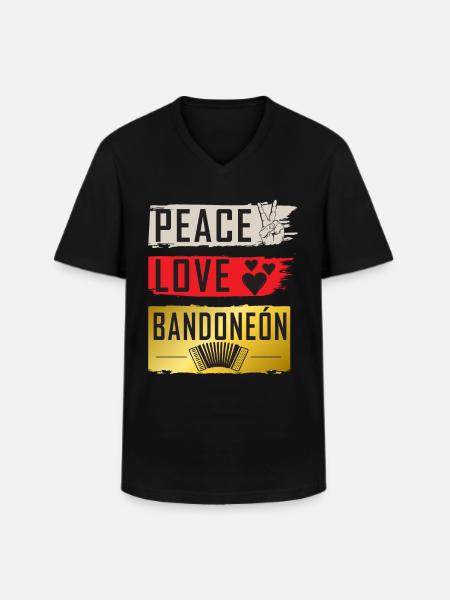 Peace Love Bandoneón Players - Männer-T-Shirt mit V-Ausschnitt - Schwarz