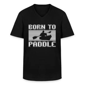 Canoeing - Men's V-Neck T-Shirt - black - Front - AI Model Male 178 dark (178cm)