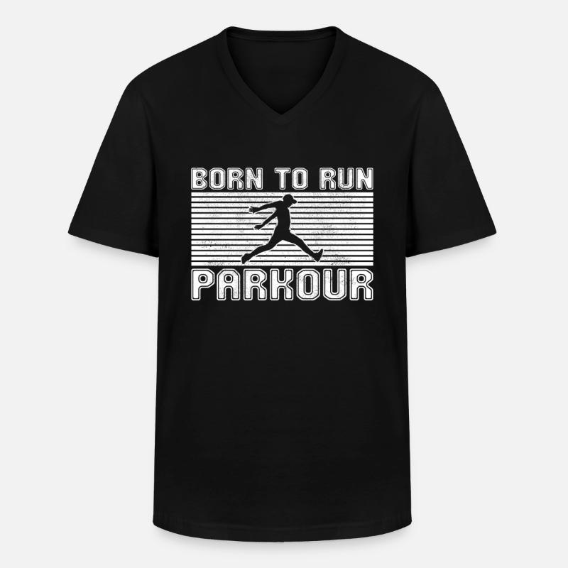 Parkour - Männer-T-Shirt mit V-Ausschnitt - Schwarz