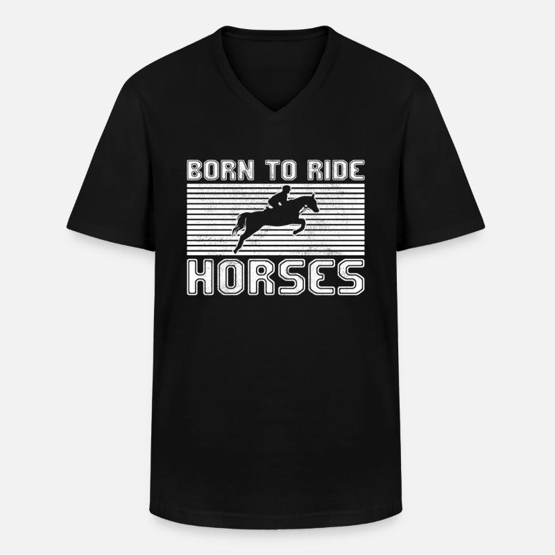 Pferde reiten - Männer-T-Shirt mit V-Ausschnitt - Schwarz
