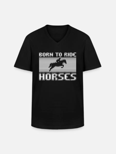 Équitation - T-shirt col V Homme - noir