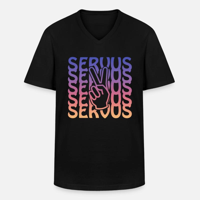servus peace - Männer-T-Shirt mit V-Ausschnitt - Schwarz