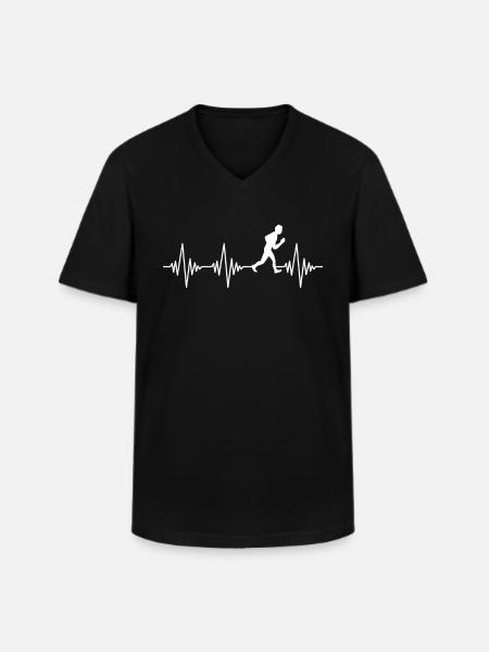 Jogging Heartbeat - T-shirt col V Homme - noir