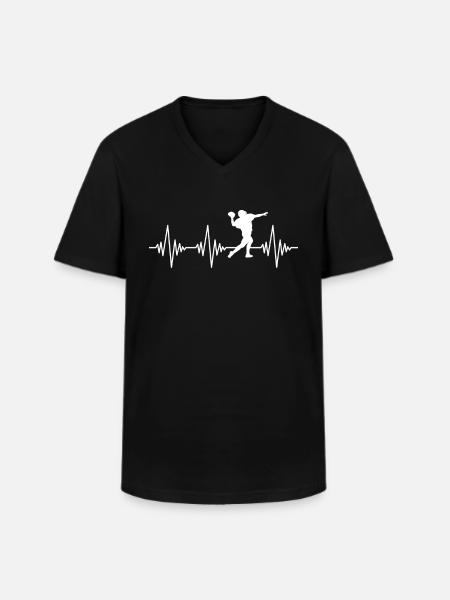 Football Heartbeat - Men's V-Neck T-Shirt - black