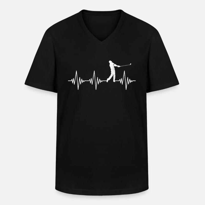 Golf Herzschlag - Männer-T-Shirt mit V-Ausschnitt - Schwarz