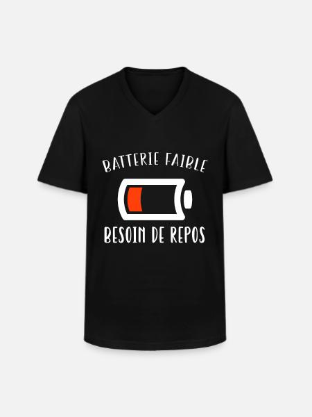 Batterie faible - T-shirt col V Homme - noir