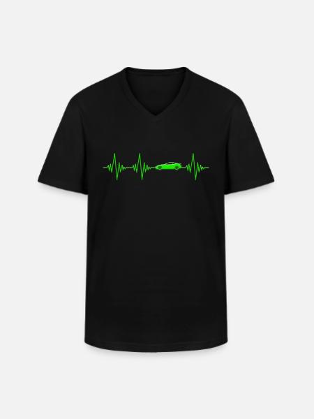 Car Heartbeat - Men's V-Neck T-Shirt - black