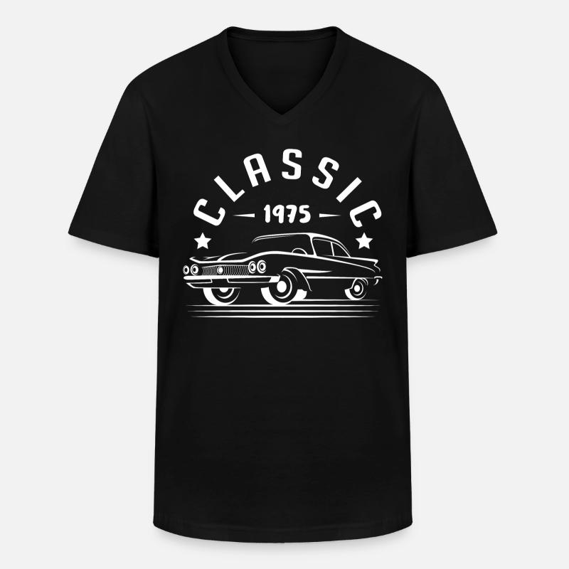 Klassisch 1975. - Männer-T-Shirt mit V-Ausschnitt - Schwarz