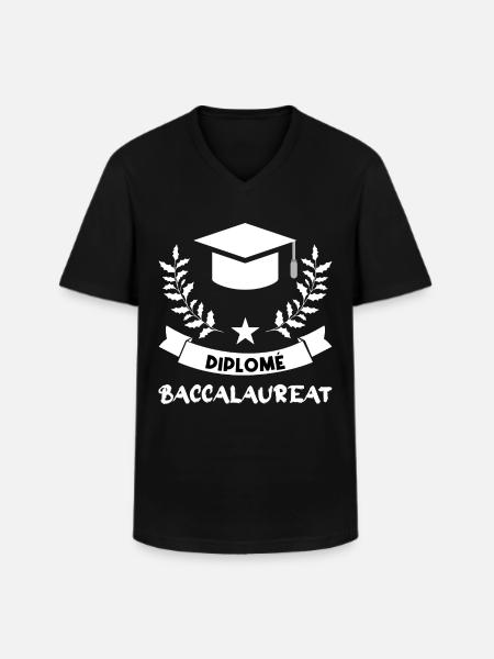 Diplôme de baccalauréat - T-shirt col V Homme - noir