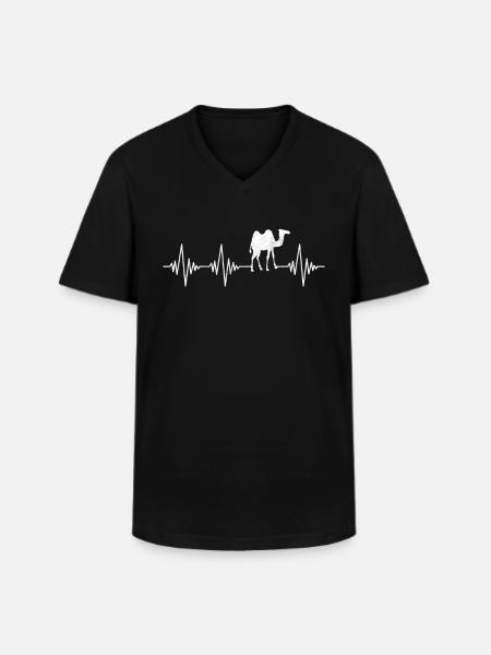 Dromedar Kamel Herzschlag - Männer-T-Shirt mit V-Ausschnitt - Schwarz