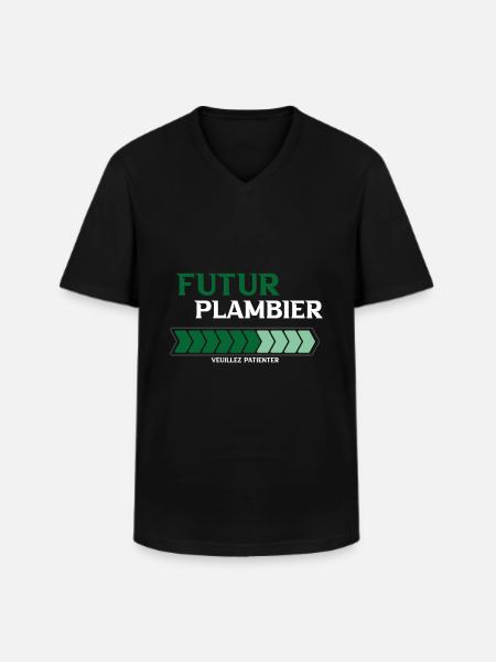 futur plombier - T-shirt col V Homme - noir