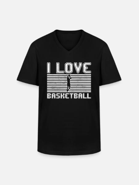 I love basketball - Men's V-Neck T-Shirt - black